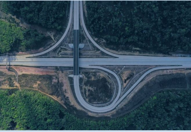 Penampakan Simpang Susun Tol Terbanggi Lewat Drone