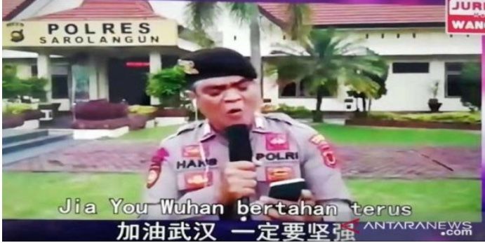 Gegara Jiayou Wuhan, Anggota Polres Sarolangun Ini Bikin Pemerintah Tiongkok Terharu