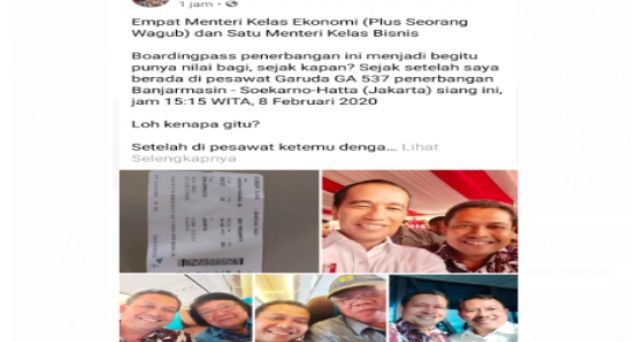 Ketika Empat Menteri Jokowi Duduk di Kelas Ekonomi Pesawat