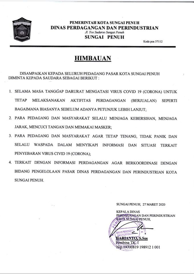 Disperindag Terbitkan Himbauan, Tepis Hoax Penutupan Pasar Tanjung Bajure