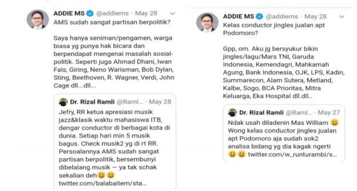 Disindir Rizal Ramli, Addie MS Langsung Bereaksi, Simak Kalimat Balasannya