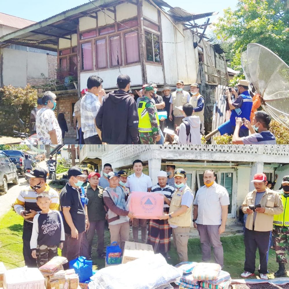 Puting Beliung, 81 Rumah Warga Rusak, Sekda Kerinci Turun Berikan Bantuan