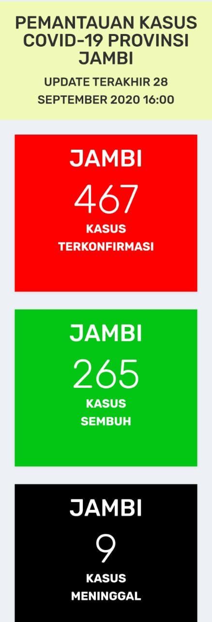 BREAKING NEWS: Kembali Tambah 21 Orang Positif Covid19 Jambi Hari Ini, 193 Orang Masih Dirawat