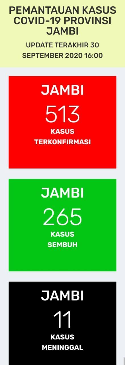 BREAKING NEWS: Hari Ini Positif Covid19 Jambi Bertambah 23 Orang Tembus 513 Kasus