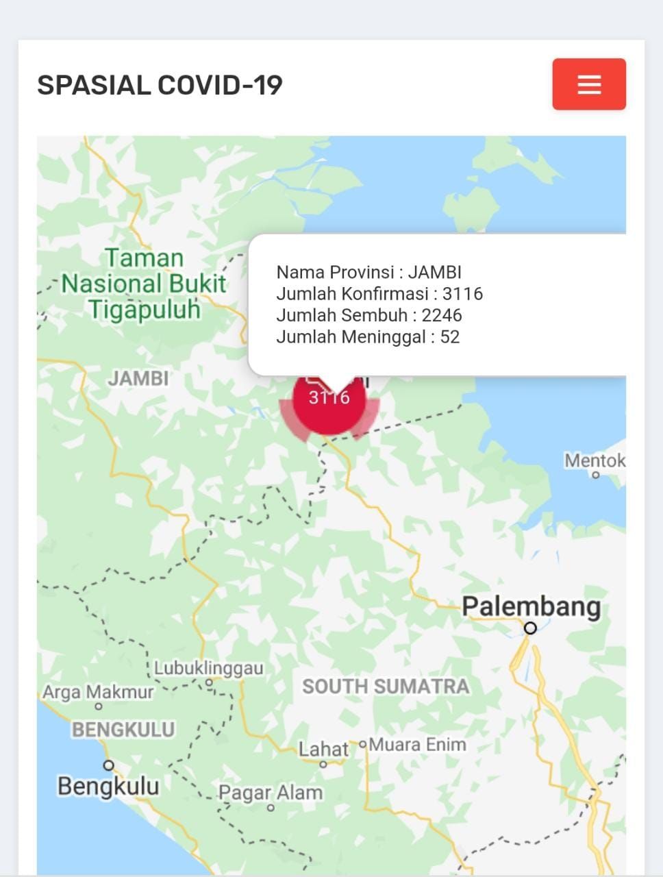 Perkembangan Covid-19 di Jambi 27 Desember : Pasien Sembuh 35, Positif 20 orang