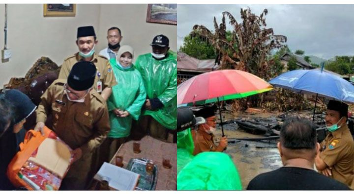 Wabup Bersama Sekda Kerinci Kunjungi dan Berikan Bantuan Kepada Korban Kebakaran