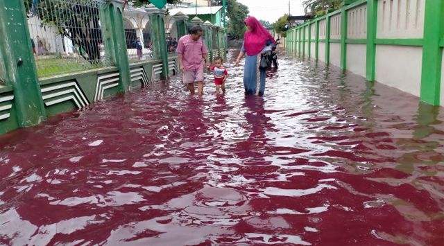 Banjir Warna Merah di Pekalongan Bikin Geger, Ternyata Ini Penyebabnya