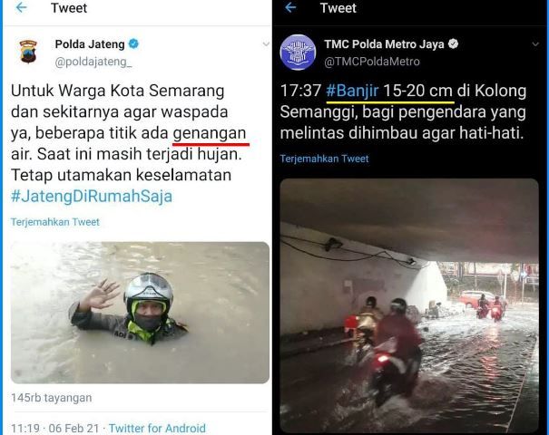 Antara Banjir dan Genangan, Versi Polda Metro Jaya dan Polda Jateng Bikin Ribut