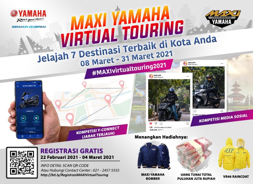Maxi Yamaha Virtual Touring 2021, Sensasi Touring Jelajahi Destinasi Menarik dengan Aplikasi Y-Connect