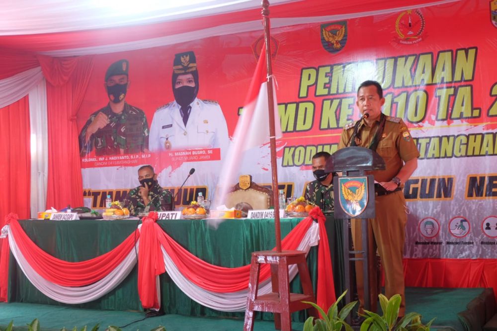 Wabup BBS Buka Kegiatan TMMD Ke 110 Tahun 2021 Di Kabupaten Muaro Jambi