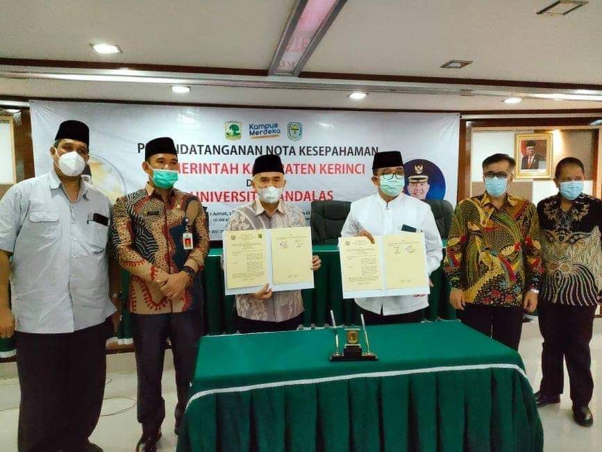 Pemkab Kerinci Tandatangani Nota Kesepahaman Dengan Universitas Andalas