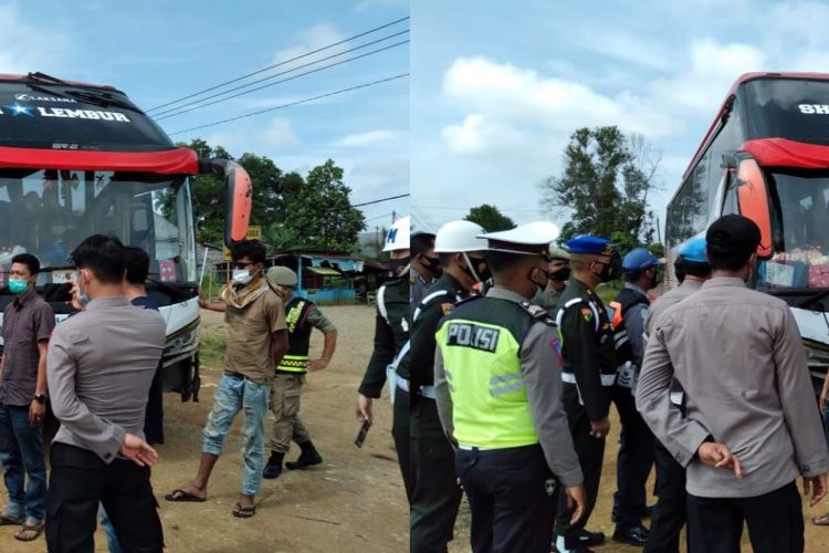 Nekad Mudik, Puluhan Kendaraan Pribadi Dipaksa Putar Balik di Pos Jujuhan Bungo