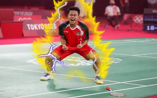 Menjelang Laga Versus Chen Long, Tubuh Anthony Ginting Dikelilingi Api, Waduh!