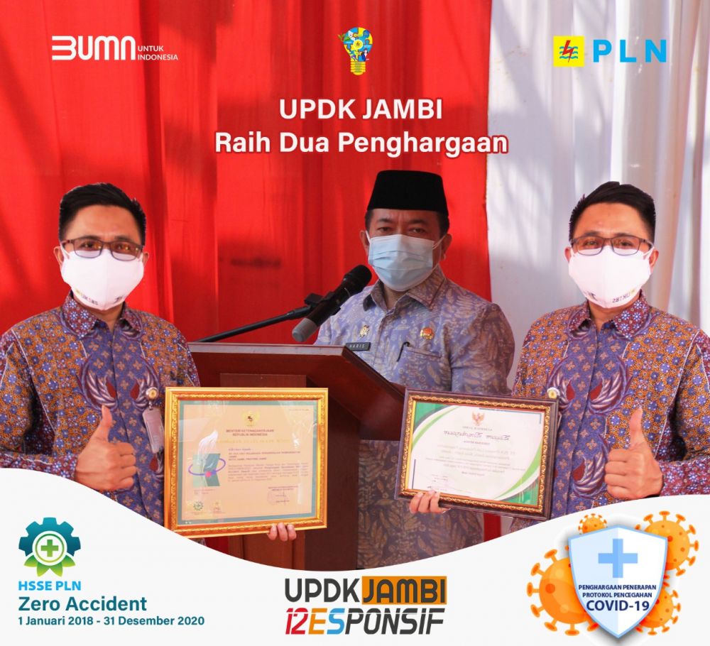 PLN UPDK Jambi Raih Penghargaan Zero Accident dan Penerapan Protokol Covid-19