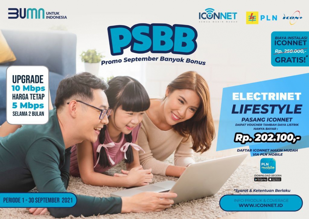 Melalui program Electrinet Lifestyle, Pelanggan dapat menikmati promo Paket Internet dan Tambah Daya Listrik y