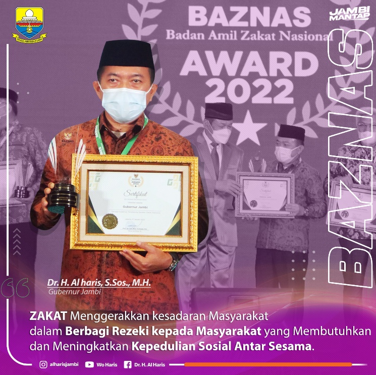 Al Haris Terima Penghargaan Baznas Award 2022