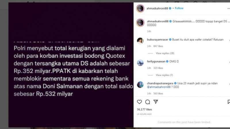 Alamakkkkk.....Gilakkkk!!! Ahmad Sahroni Kaget saat Bongkar Rekening Doni Salmanan yang Capai Rp532 Miliar