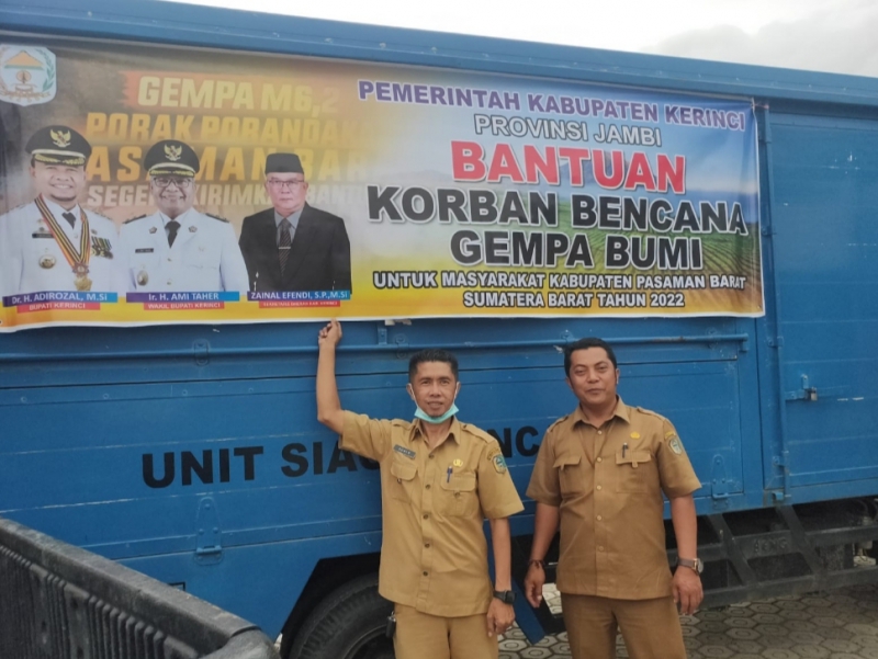 Pemkab Kerinci Salurkan Bantuan Korban Gempa Di Pasaman Barat