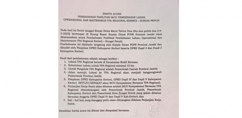 Rencana Pembangunan TPA Regional Tuai Pro Kontra, Delapan Anggota DPRD Kerinci Disorot
