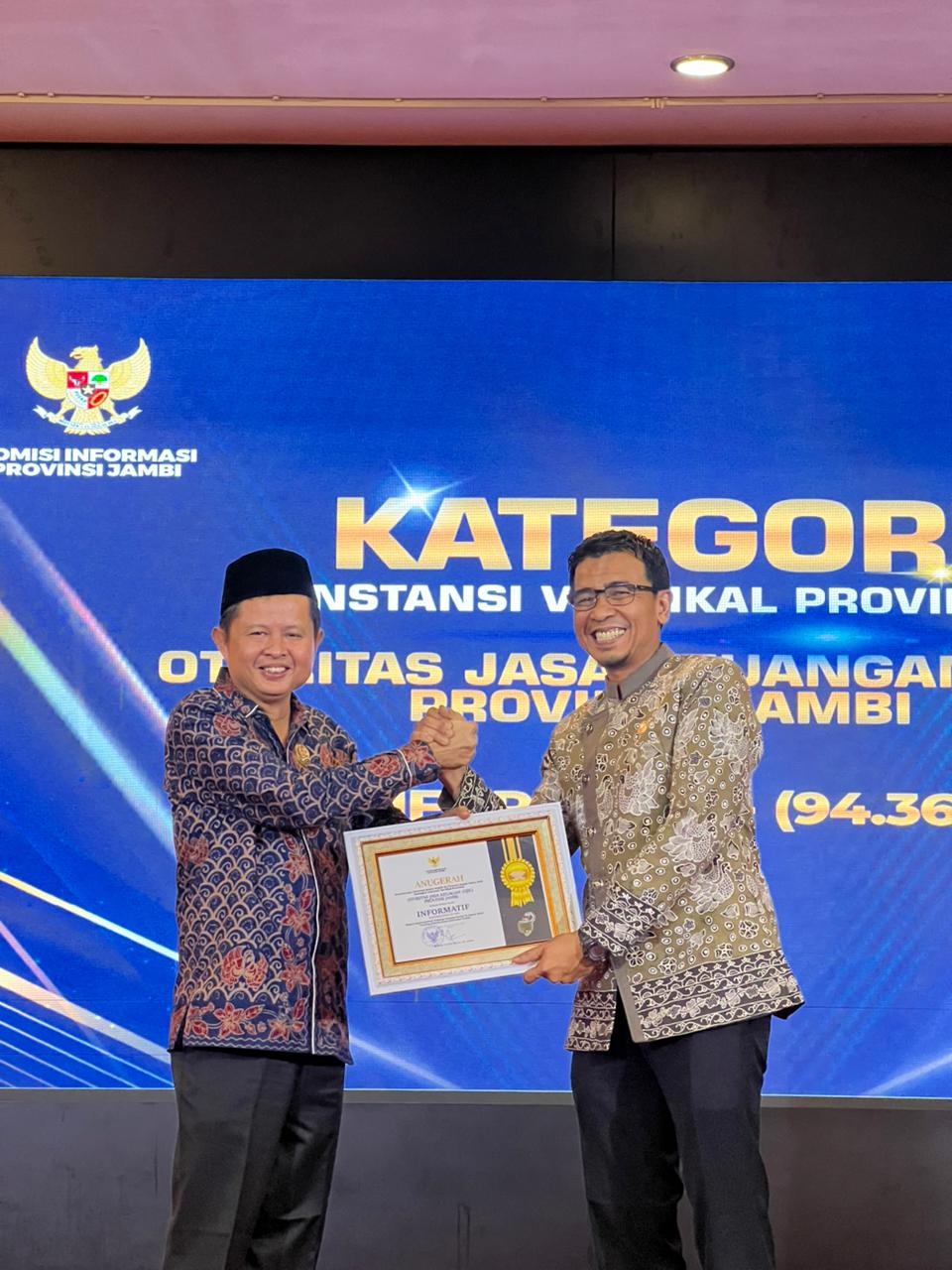 OJK Provinsi Jambi Raih Anugerah Keterbukaan Informasi Publik dari KIPD 