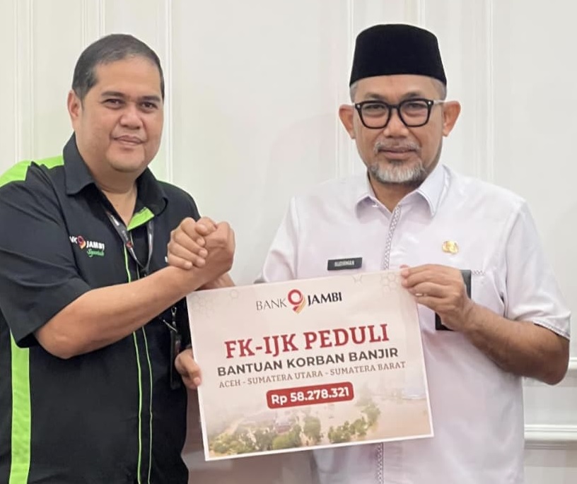 Bank Jambi dan FK-IJK Jambi Salurkan Bantuan untuk Korban Banjir di Aceh, Sumatera Utara, dan Sumatera Barat 