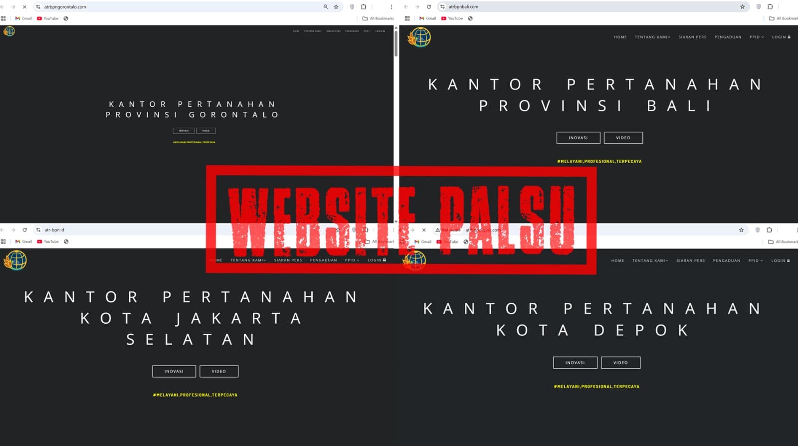 Beredar Situs Web Palsu Satker Kementerian ATR/BPN