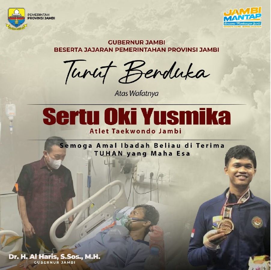 Gubernur Al Haris Turut Berduka Wafatnya Oki Yusmika Atlet Taekwondo Jambi, Dimakamkan di Bungo