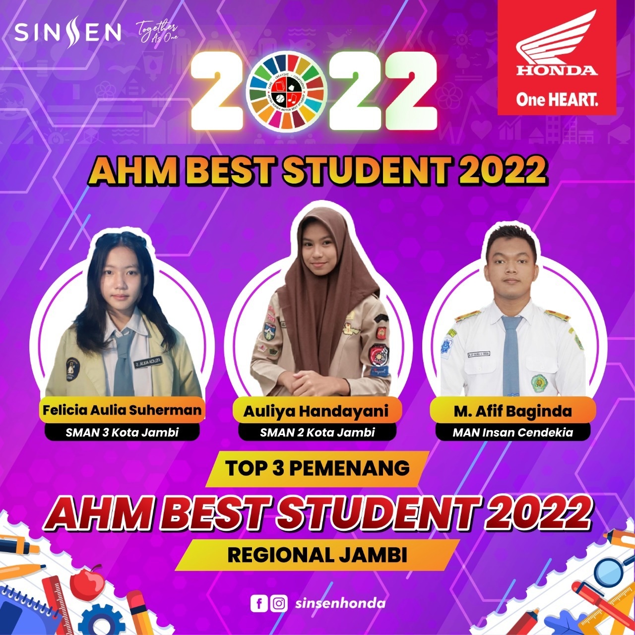 Top 3 Pemenang Kompetisi AHM Best Student Regional Jambi 2022 