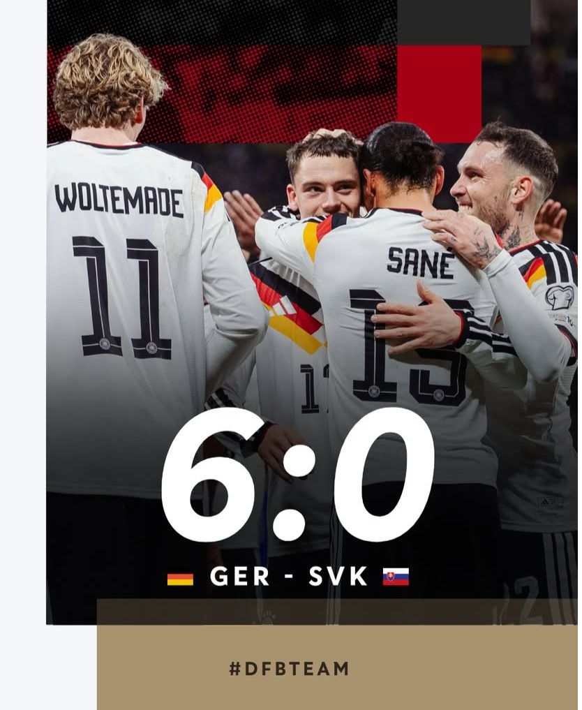 Bantai Slovakia 6-0, Jerman Lolos Otomatis Piala Dunia 2026