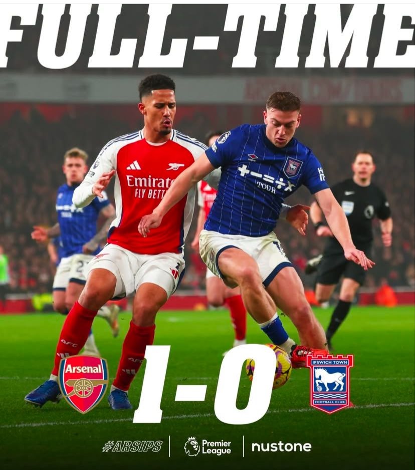 Pukul Ipswich Town 1-0, Arsenal Merangsek Urutan Kedua Klasemen Sementara