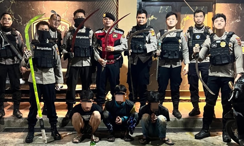 Tiga Remaja Terduga Geng Motor Bersenjata Tajam Diamankan Tim Serigala Kota Polresta Jambi