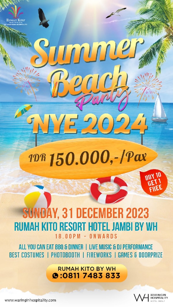 Habiskan Malam Pergantian Tahun 2024 Dengan “SUMMER BEACH PARTY” di Rumah Kito Resort Hotel Jambi by WH