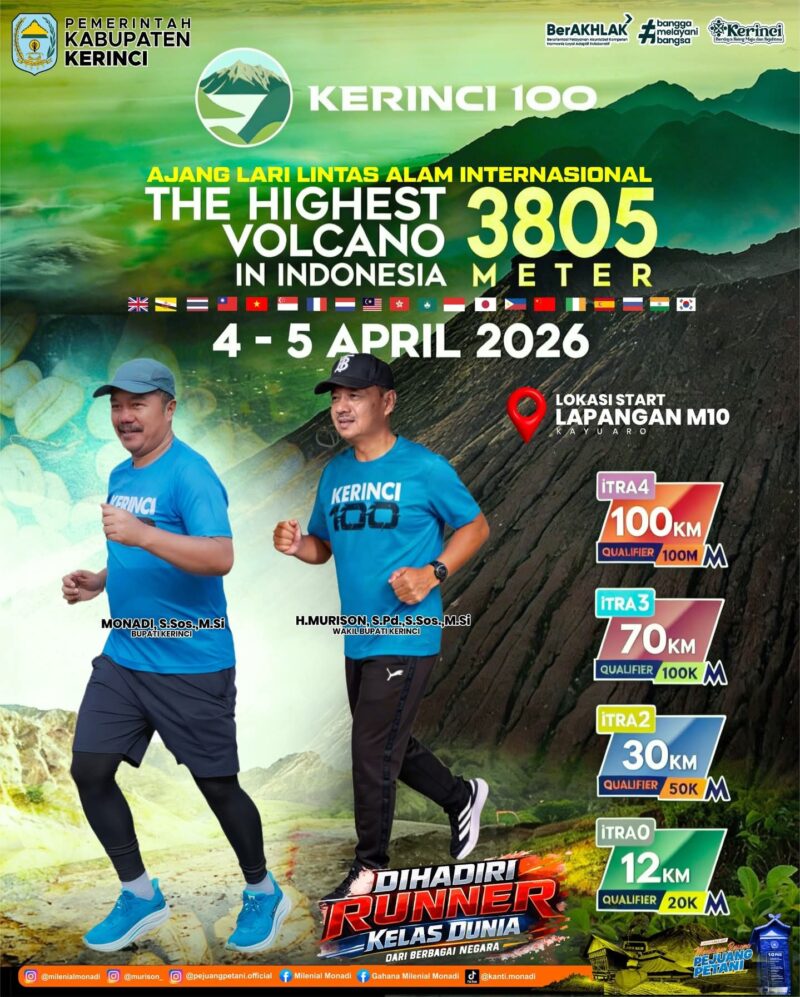 Kerinci 100 2026: Event Trail Run Dunia di Gunung Kerinci