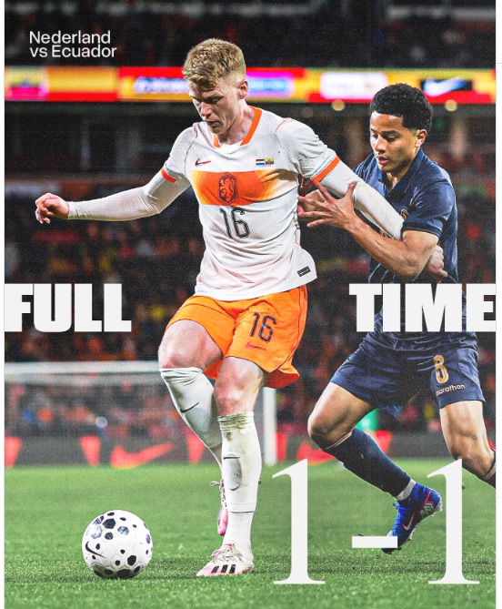 Sempat Unggul, Belanda Ditambang Imbang Ekuador 1-1