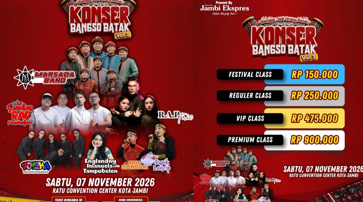 Lima Daftar Artis yang Siap Guncang Panggung Konser Bangso Batak Vol 3 di RCC Jambi 