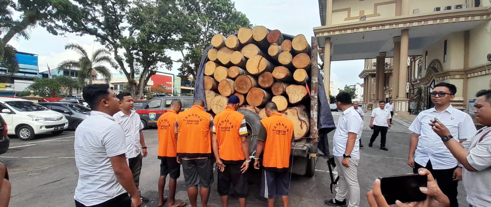 Polda Jambi Ungkap Kasus Ilegal Logging, Empat Orang Diamankan 