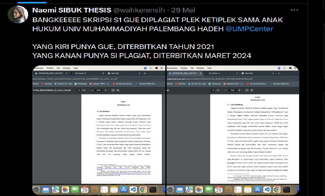 Mahasiswanya Dituding Plagiat 'Plek Ketiplek' Skripsi Anak Unsri, Universitas Muhammadiyah Buka Suara 