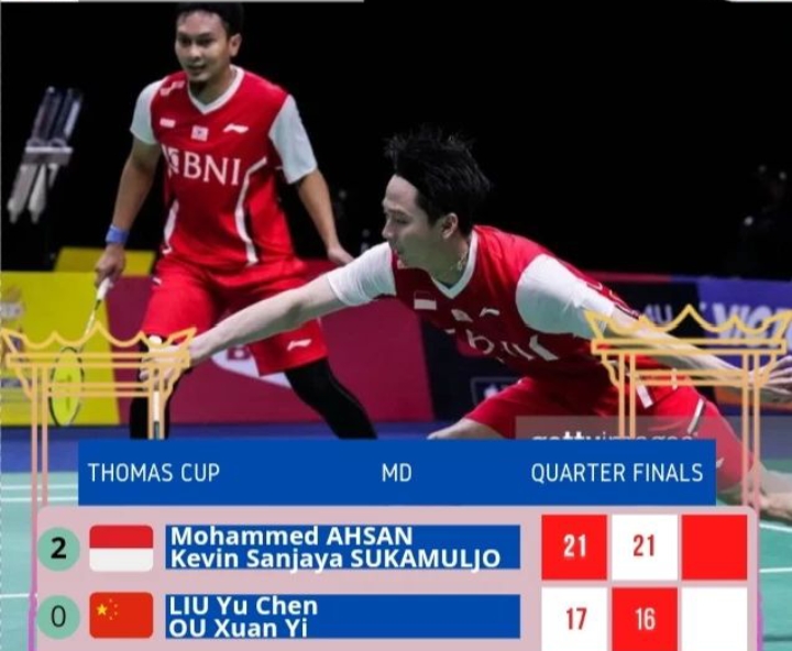 Ganyang  Tiongkok 3-0, Indonesia Tantang Jepang di Semifinal Thomas Cup 2022