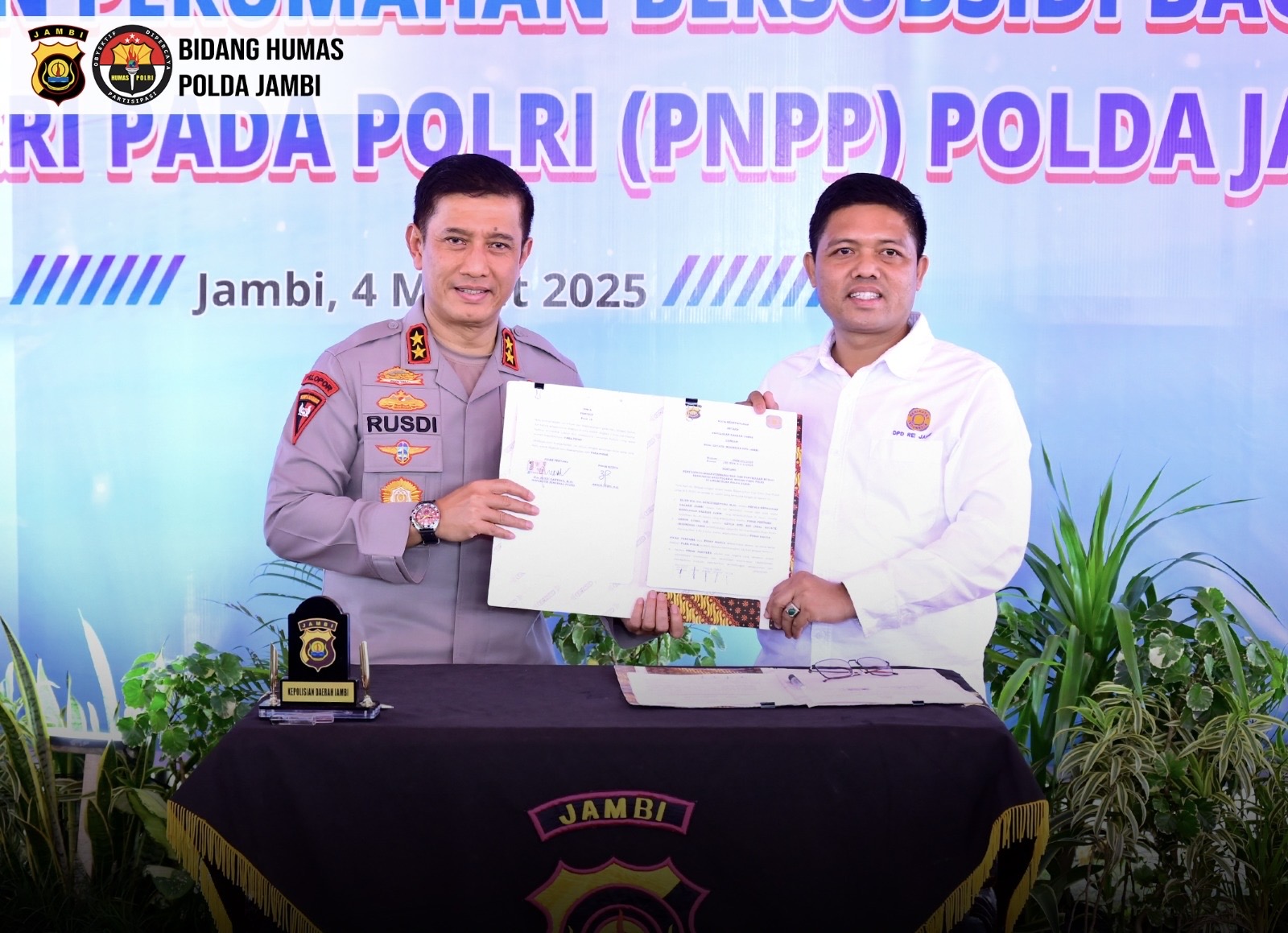 DPD REI Jambi MoU untuk Pemenuhan Rumah Bersubsidi Bagi Pegawai Negeri Pada Polisi