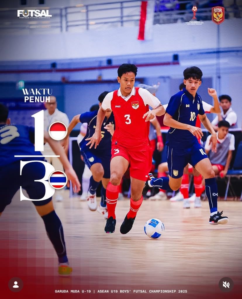 Timnas Futsal U-19 Indonesia Gagal Juara Usai Dikalahkan Tuan Rumah Thailand 1-3