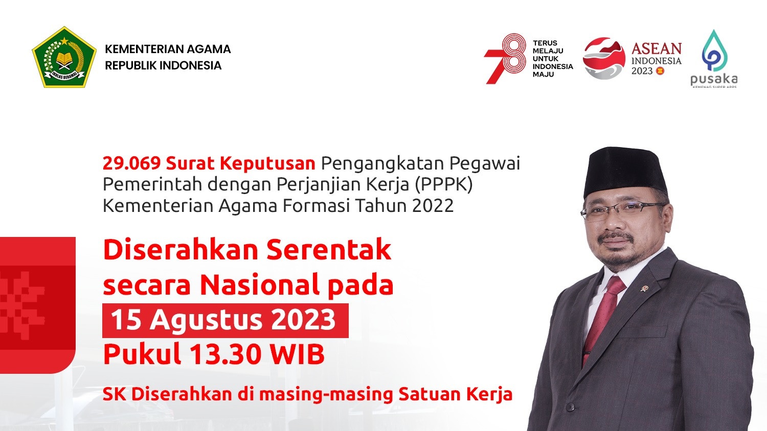 TENG! SK PPPK Kemenag Diserahkan Serentak 15 Agustus 2023