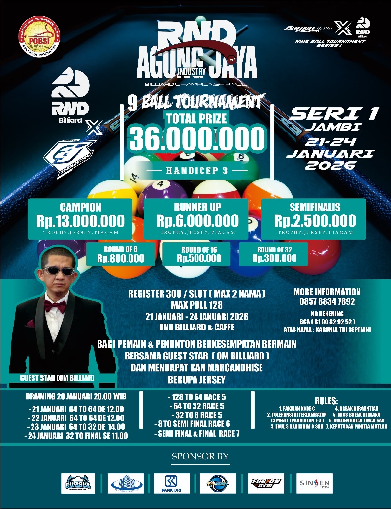 Agung Jaya X RnD and Cafe, Tournament 9 Ball