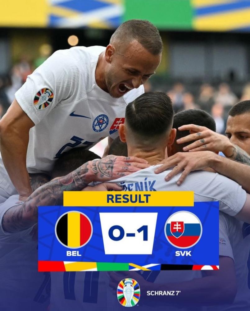  Kejutan! Slovakia Bungkam Belgia 1-0