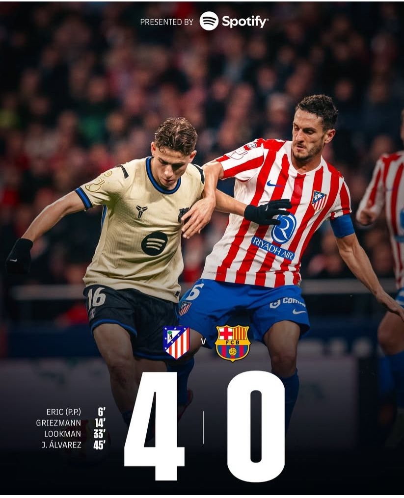 Duel Semifinal Copa del Rey, Atletico Hancurkan Barcelona 4-0