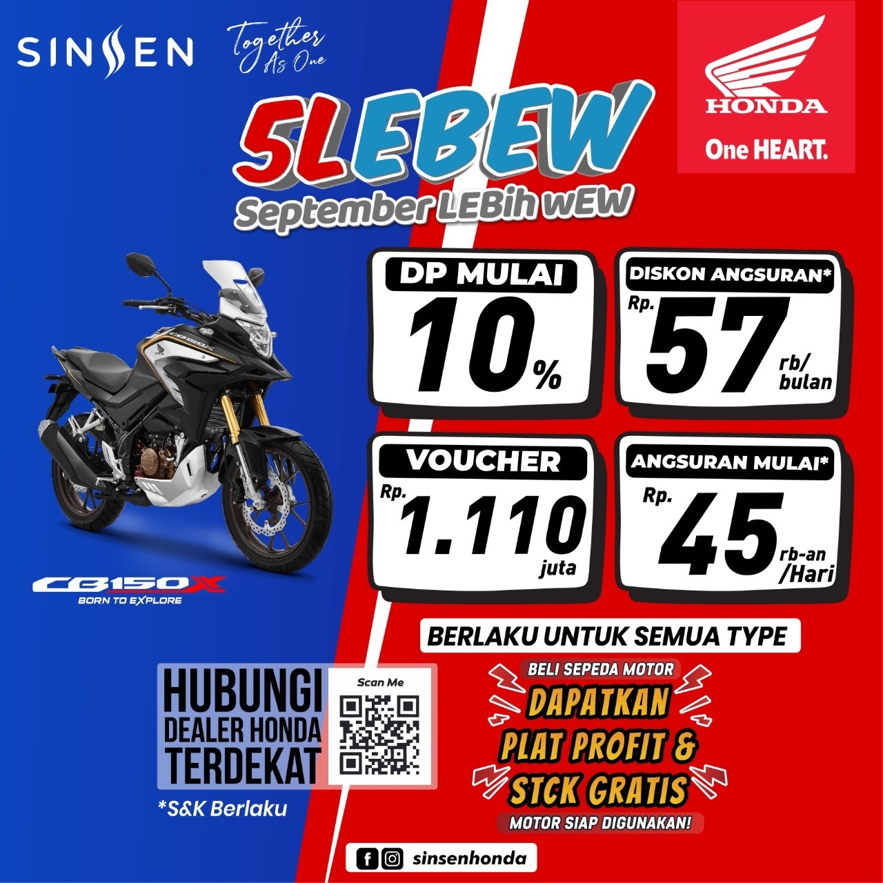 Slebew, Promo Motor Honda September Lebih Wew 