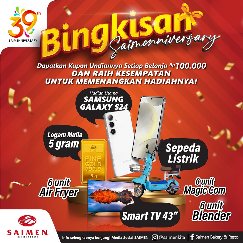 Saimenniversary, Cukup Belanja 100 Ribu Bisa Dapatkan Smartphone Hingga Logam Mulia 