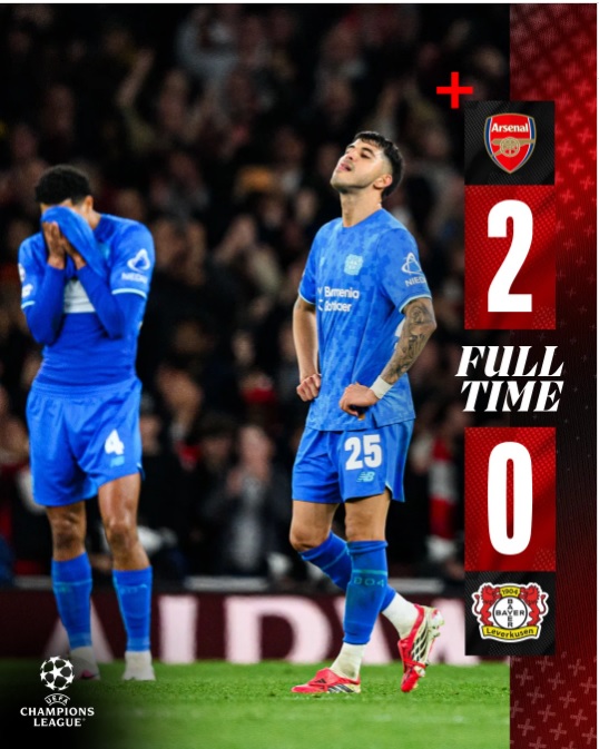 Sikat Bayer Leverkusen 2-0, Arsenal Melangkah ke Babak Perempat Final