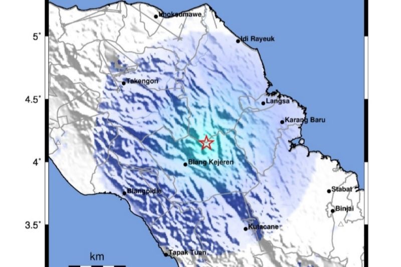 Gempa Magnitudo 3,9 Guncang Gayo Lues Aceh 