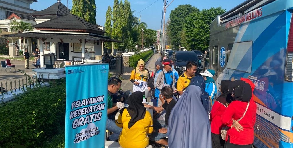 Jasa Raharja Jambi Adakan Pelayanan Kesehatan Gratis di Area Car Free Day Gubernuran Jambi   