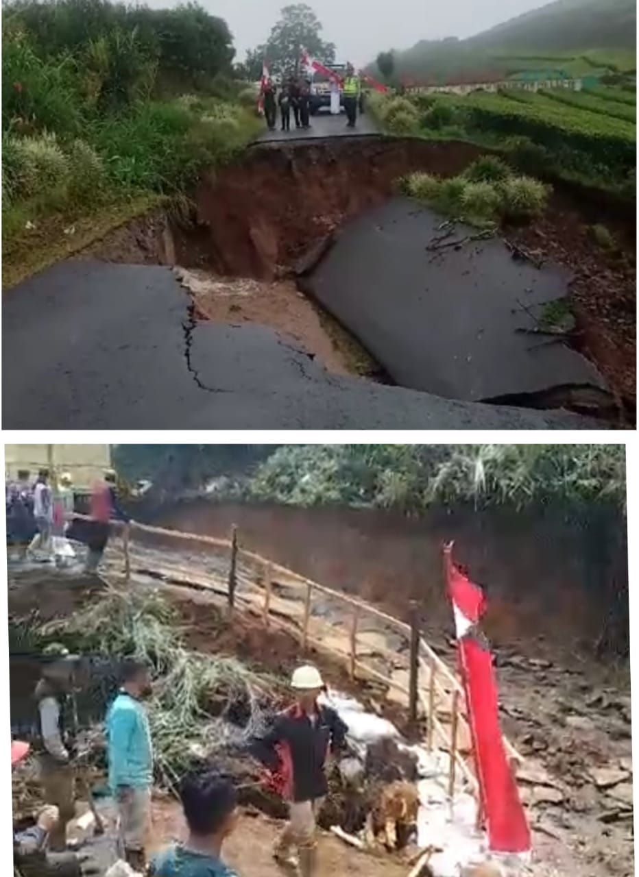 Jalan di Kayu Aro Barat Putus Total, Warga Goro Runtuhkan Tebing Buat Jalan Baru